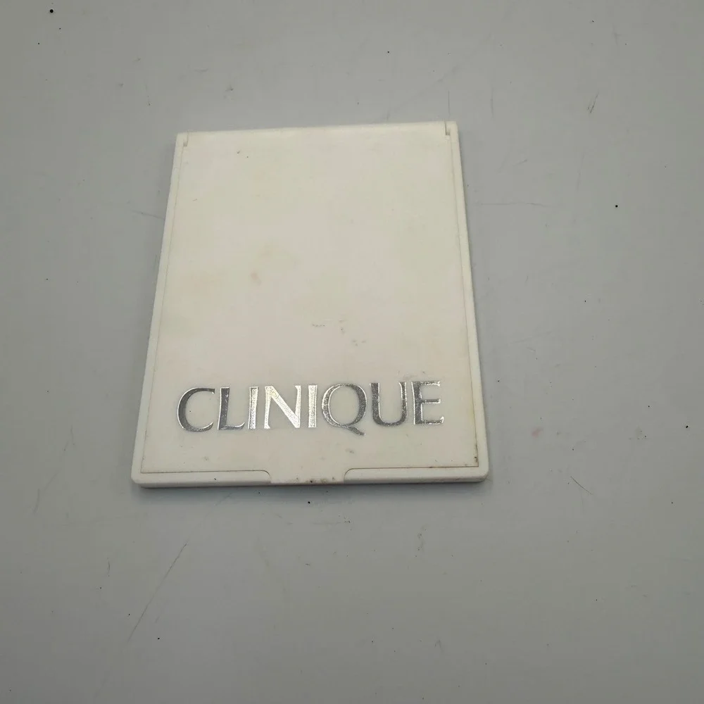 Clinique Compact Travel Mirror White Folding Portable Makeup Mirror Logo